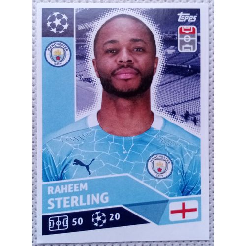 Uefa Champions League 2020 / 2021 - Manchester City Mci 17 Raheem Sterling - Topps Sticker (Foot, Autocollant, Image, Vignette)