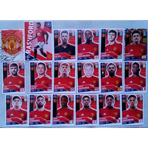 Uefa Champions League 2020 / 2021 - Manchester United Mun 1 À 18 Team Set Complet - Topps Sticker (Foot, Autocollant, Image, Vignette)