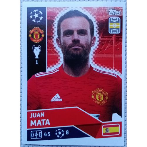 Uefa Champions League 2020 / 2021 - Manchester United Mun 11 Juan Mata - Topps Sticker (Foot, Autocollant, Image, Vignette)