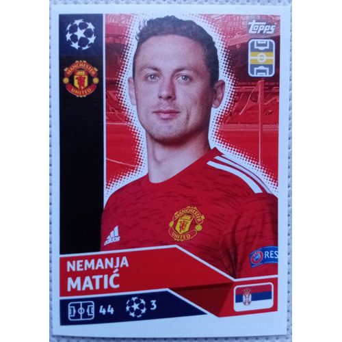 Uefa Champions League 2020 / 2021 - Manchester United Mun 8 Nemanja Matic - Topps Sticker (Foot, Autocollant, Image, Vignette)