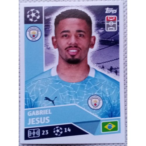 Uefa Champions League 2020 / 2021 - Manchester City Mci 16 Gabriel Jesus - Topps Sticker (Foot, Autocollant, Image, Vignette)