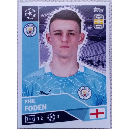 Uefa Champions League 2020 / 2021 - Manchester City Mci 14 Phil Foden - Topps Sticker (Foot, Autocollant, Image, Vignette)