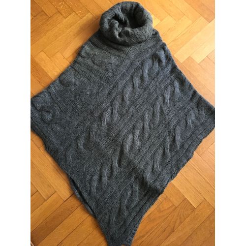 Poncho Gris À Torsades