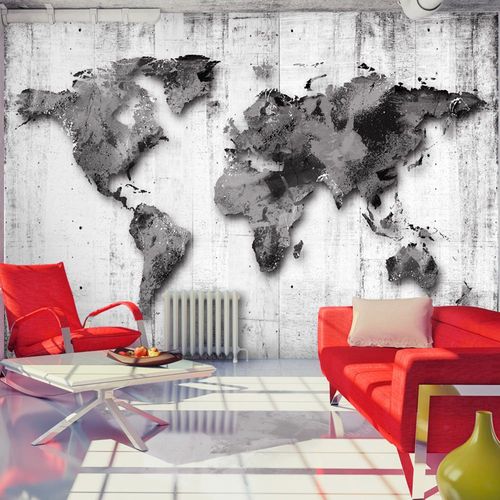 Papier peint intissé Carte du monde World in Shades of Gray : Taille - 250 x 175 cm