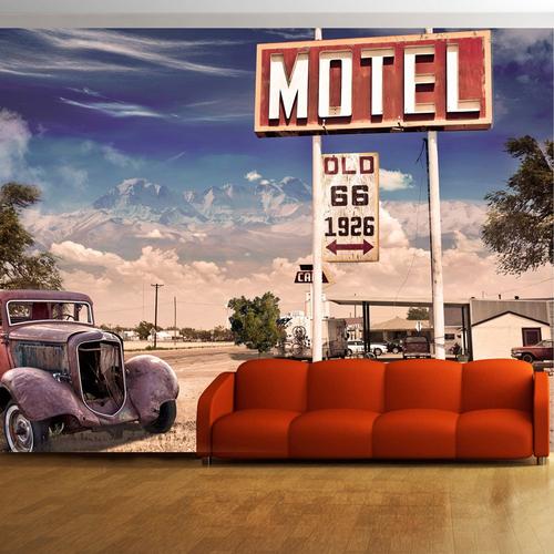 Papier peint intissé Vintage et Retro Old motel (Taille 200 x 140 cm)