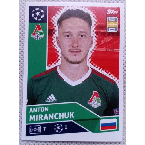 Uefa Champions League 2020 / 2021 - Lokomotiv Moscou Lmo 13 Anton Miranchuk - Topps Sticker (Foot, Autocollant, Image, Vignette)