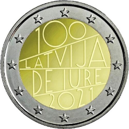 2 Euro Lettonie 2021 100 Ans De Jure 400000 Exemplaires Unc Sorti Du Rouleau Rare!!!!!!!!