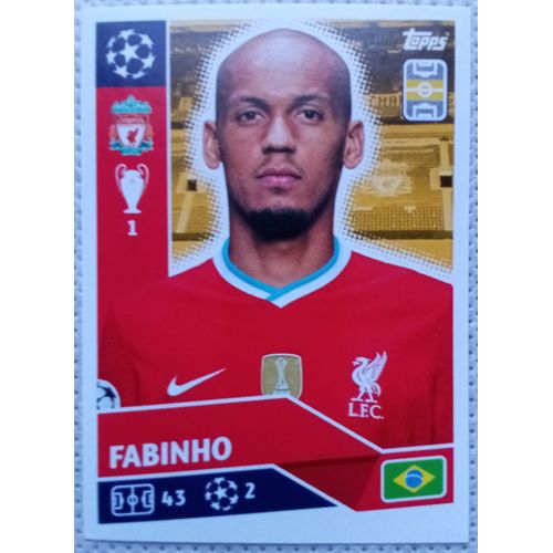 Uefa Champions League 2020 / 2021 - Liverpool Liv 9 Fabinho - Topps Sticker (Foot, Autocollant, Image, Vignette)