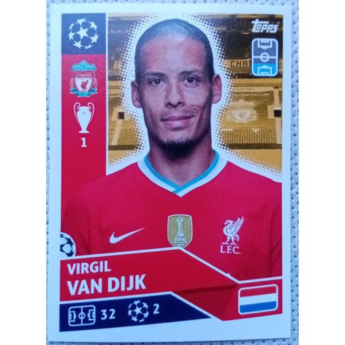 Uefa Champions League 2020 / 2021 - Liverpool Liv 6 Virgil Van Dijk - Topps Sticker (Foot, Autocollant, Image, Vignette)