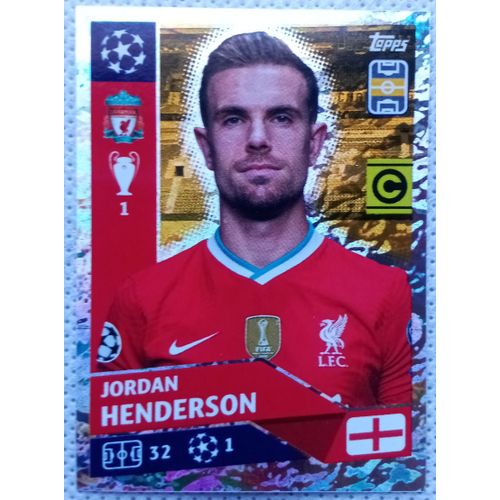 Uefa Champions League 2020 / 2021 - Liverpool Liv 10 Jordan Henderson - Topps Sticker (Foot, Autocollant, Image, Vignette)
