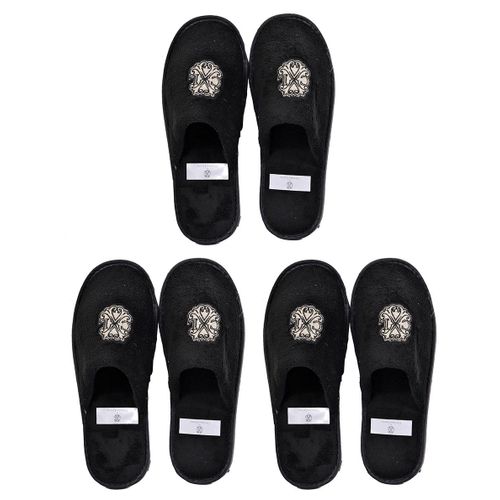 Pantoufles Pour Homme Christian Lacroix Confort Et Qualité Supérieure Pack De 3 Paires Clx Ecusson 3934noir