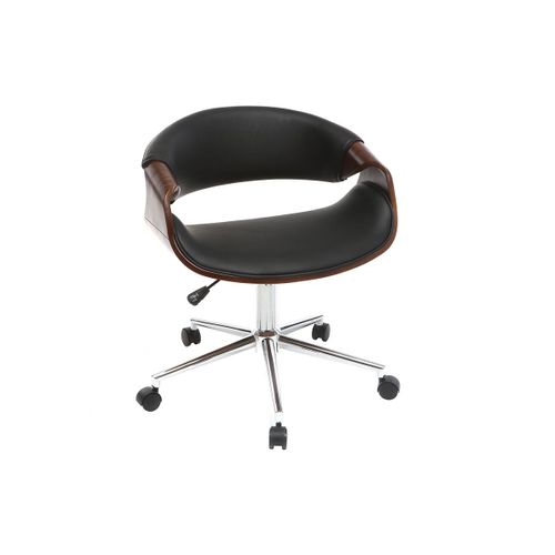 Fauteuil De Bureau Design Noir Et Noyer Aramis