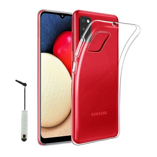 Coque Silicone Pour Samsung Galaxy A02s 6.5" Gel Ultraslim Et Ajustement Parfait - Transparent + Mini Stylet