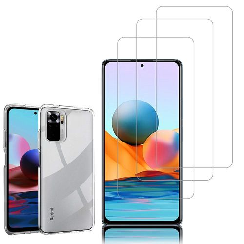 Coque Silicone Pour Xiaomi Redmi Note 10 Pro 6.67" Gel Ultraslim Et Ajustement Parfait - Transparent + 3 Films Verre Trempé - Transparent