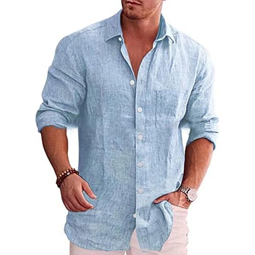 Blouses En Lin Pour Hommes Chemise Oversize Ample Mode Manches Longues L Fs30747