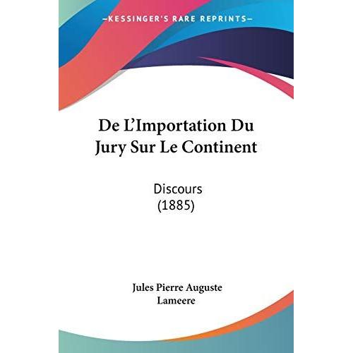 De L'importation Du Jury Sur Le Continent