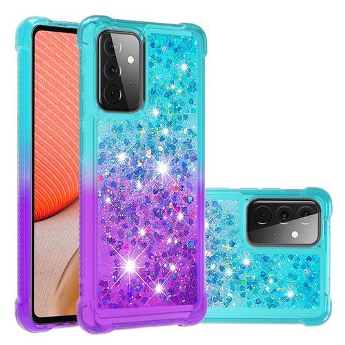 Advansia Coque Pour Samsung Galaxy A72 5g Bleu Violet [Liquide Paillette Bling Bling]