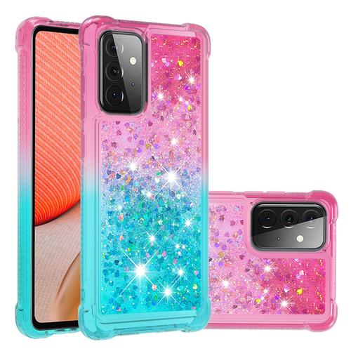 Advansia Coque Pour Samsung Galaxy A72 5g Rose Bleu [Liquide Paillette Bling Bling]