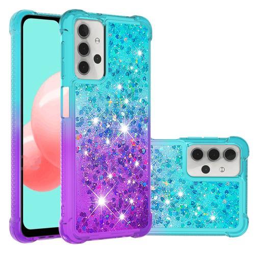 Advansia Coque Pour Samsung Galaxy A32 5g Bleu Violet [Liquide Paillette Bling Bling]