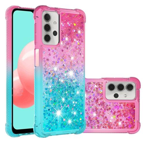 Advansia Coque Pour Samsung Galaxy A32 5g Rose Bleu [Liquide Paillette Bling Bling]