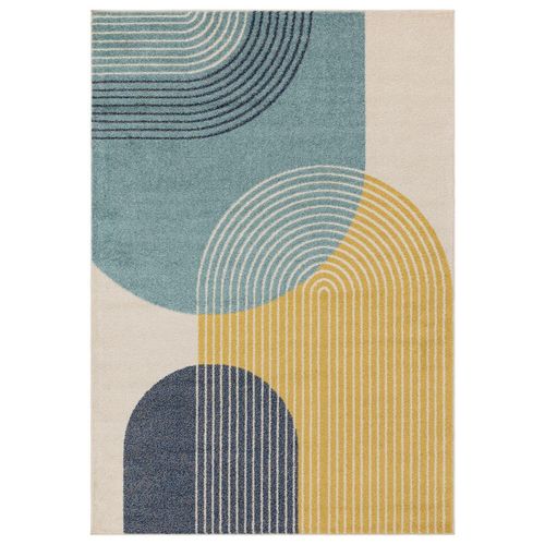 Tapis Tissé Plat Moderne Disco 120x170 Cm Bleu - Novatrend