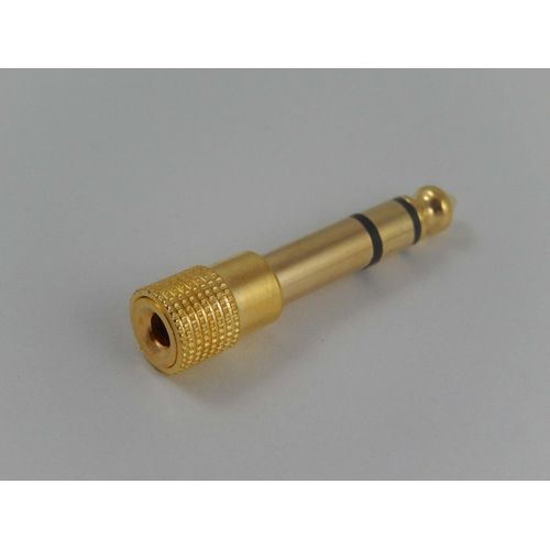 vhbw Adaptateur jack stéréo avec port 3,5 mm vers fiche jack 6,35 mm pour casque, microphone, écouteurs - métal, or