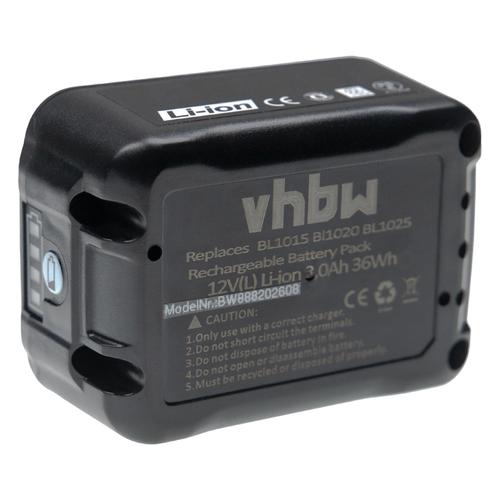 vhbw Batterie compatible avec Makita TD111DWYE, TD111DY1J, TD111DZ, TL064, TL064D outil électrique (3000 mAh, Li-ion, 12 V, 3 cellules)