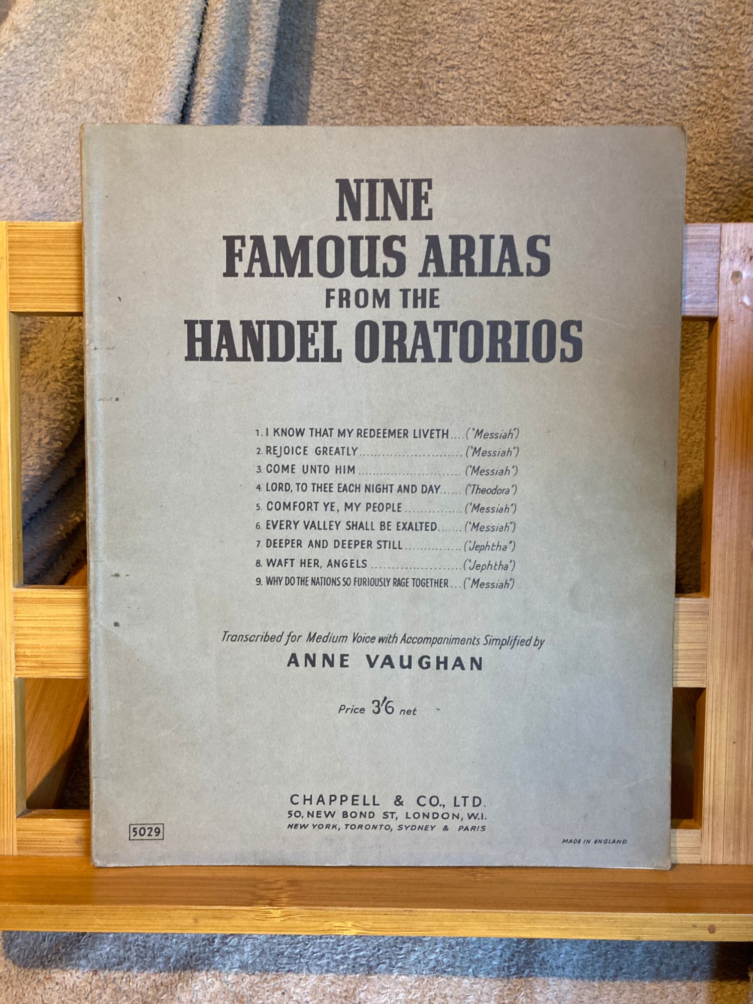 Haendel / Handel 9 Airs D'oratorios Partition Chant Piano Éd. Chappell Medium