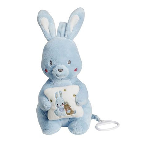 Doudou Peluche Lapin Bleu Musical Tex Baby Oreiller Lapins Et Bebe Lapinou Jouet Naissance Boite A Musique Carrefour