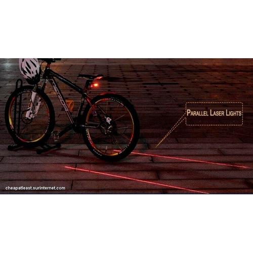 CYCLISME BICYCLETTE ECLAIRAGE LAMPE VELO FEU ARRIERE LED +2 LASER ROUGE  LUMIERE