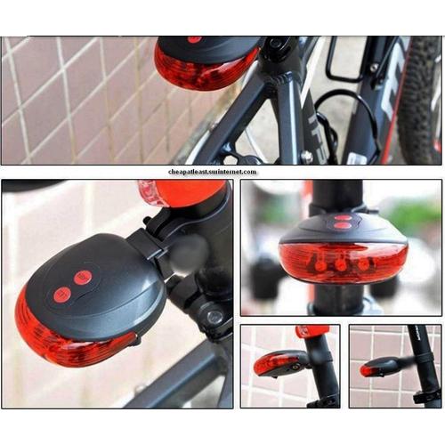 CYCLISME BICYCLETTE ECLAIRAGE LAMPE VELO FEU ARRIERE LED +2 LASER ROUGE  LUMIERE