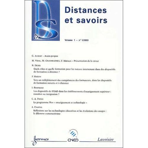 Distances Et Savoirs Volume 1 N° 1/2003