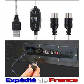 2M clavier vers PC convertisseur de câble MIDI USB PC vers musique clavier cordon USB IN-OUT interface MIDI noir 