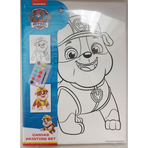 Kit Toile À Peindre Enfant - Toile Imprimée, Peinture Et Pinceau - Pat Patrouille - Ruben