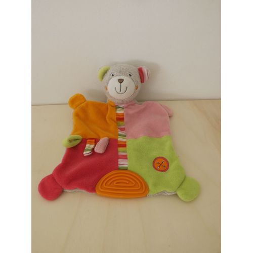 Doudou Ours Gris Multicore Grelot Babysun