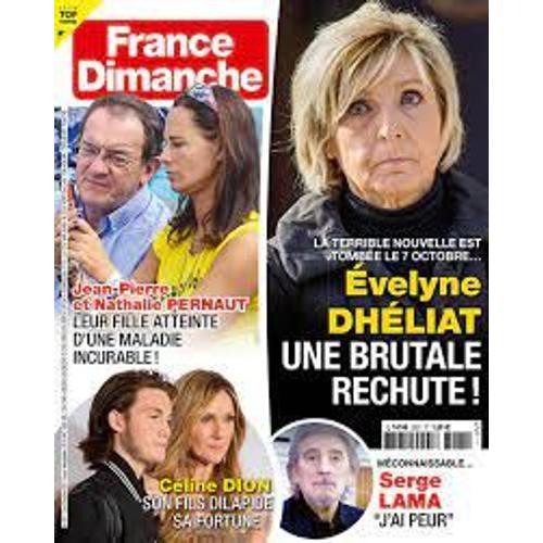 France Dimanche N°3921 : Evelyne Dheliat- Celine Dion - Serge Lama - Jean-Pierre Pernaut