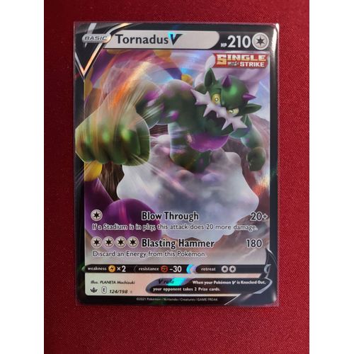 Carte Pokemon Anglaise - Boréas V (Tornadus V) - Eb06 Règne De Glace - Chilling Reign
