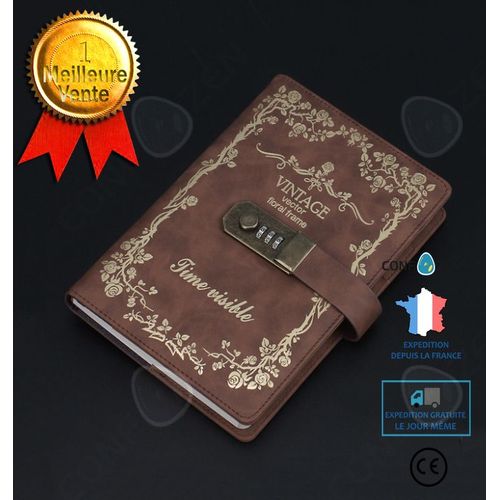 Confo® Carnet De Notes Marron Rétro Style Européen Verrouillé Journal De Fille Livrecode Épaissi Carnet De Verrouillage De Code Ét