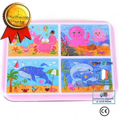 Confo® Puzzle Iron Box Ocean Quatre-En-Un Puzzle Pour Enfants Cadeau De Maternelle Petit Puzzle Puzzle Jouets Iron Box Puzzle Puzzle
