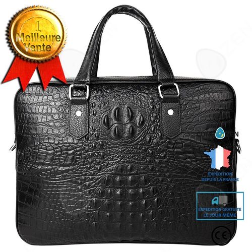 CONFO® Sacs à main Sacs pour hommes en cuir véritable Couche supérieure en cuir de vachette à motif crocodile Sacs à main pour homme