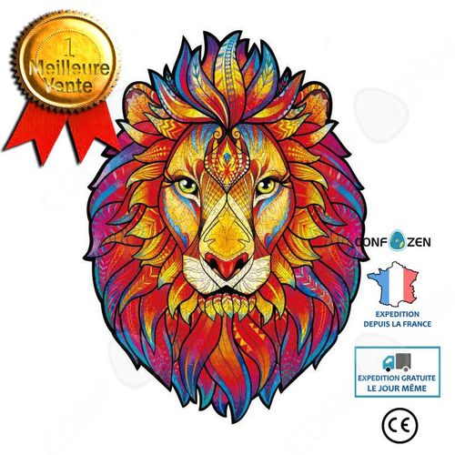 Confo® Puzzles En Bois - Puzzles De Lion En Forme Unique Blocs De Construction En Forme Spéciale Créatifs Puzzles D'avions Irrégulie