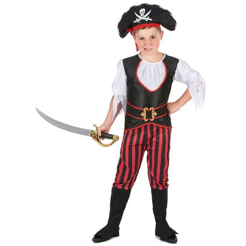 Déguisement Pirate Effet Satiné Garçon - Taille: S 4-6 Ans (110-120 Cm)