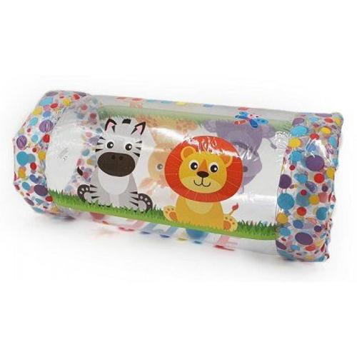 Rouleau Gonflable Bebe Eveil Avec Balles Sonores - Baby Roller Transparent Decor Animaux - 40x20x20cm - Motricite, Ramper