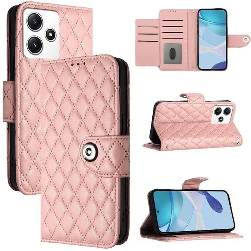 Étui Pour Xiaomi Redmi 12 4g/5g Portefeuille Couverture Protection Élégante Antichoc Titulaire De La Carte Bande De Poignet - Couleur Orange