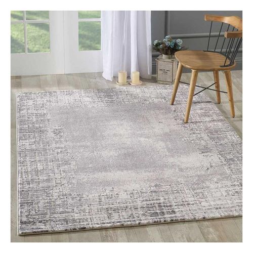 Tapis Salon 120x160 Tissé Gris Clair Rectangle Motif Géométrique Lyn7 Ramas