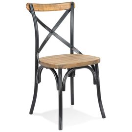 Chaise De Cuisine 'ranch' En Bois Finition Noyer Effet Vieilli Noir