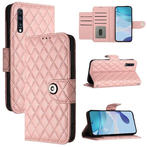 Étui Pour Samsung Galaxy A70/A70s Portefeuille Couverture Titulaire De La Carte Protection Élégante Antichoc Bande De Poignet - Couleur Orange