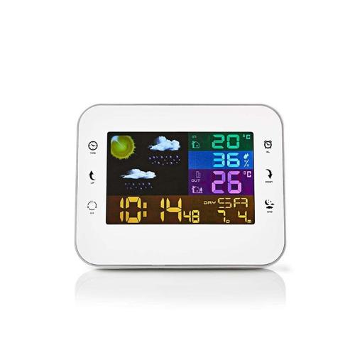 Nedis WEST402WT Station Météo, Capteur sans Fil, Réveil, Prévisions Météorologiques