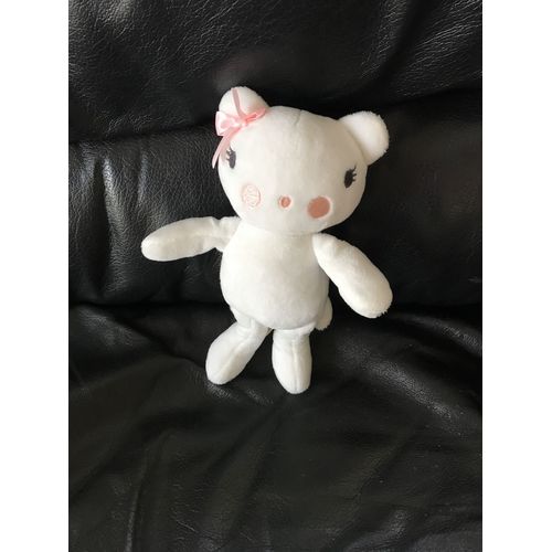 Doudou Chat Blanc Et Rose Noeud Papillon Rose Premaman