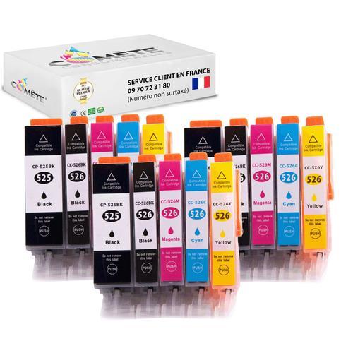 525 526 XL - 15 Cartouches compatibles CANON PG525 CL526 PG-525 CL-526 525XL 526XL - 6 Noirs 3 Cyan 3 Magenta 3 Jaunes